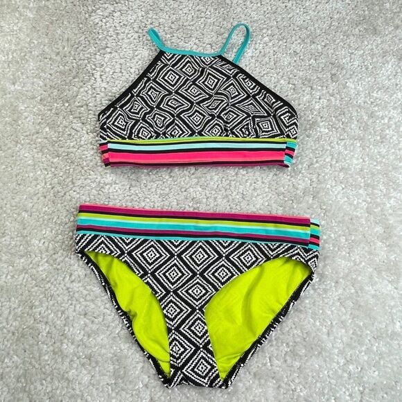 Title Nine High Neck & Bikini Bottom 2 Piece Swim Set - Picture 1 of 8